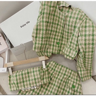 [ HÀNG CÓ SẴN ] SET DẠ TWEED XANH LÁ