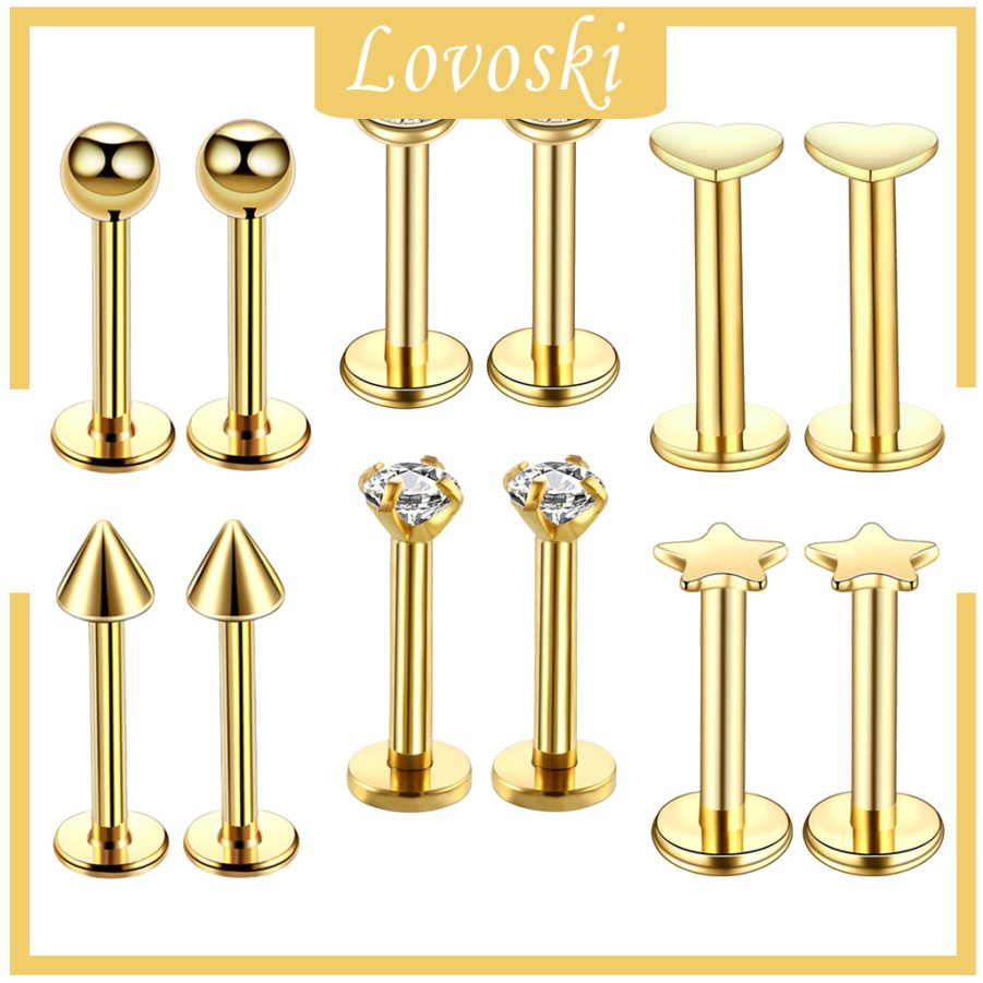 Bộ 6 Cặp Khuyên Tai / Mũi / Môi / Tai 16g