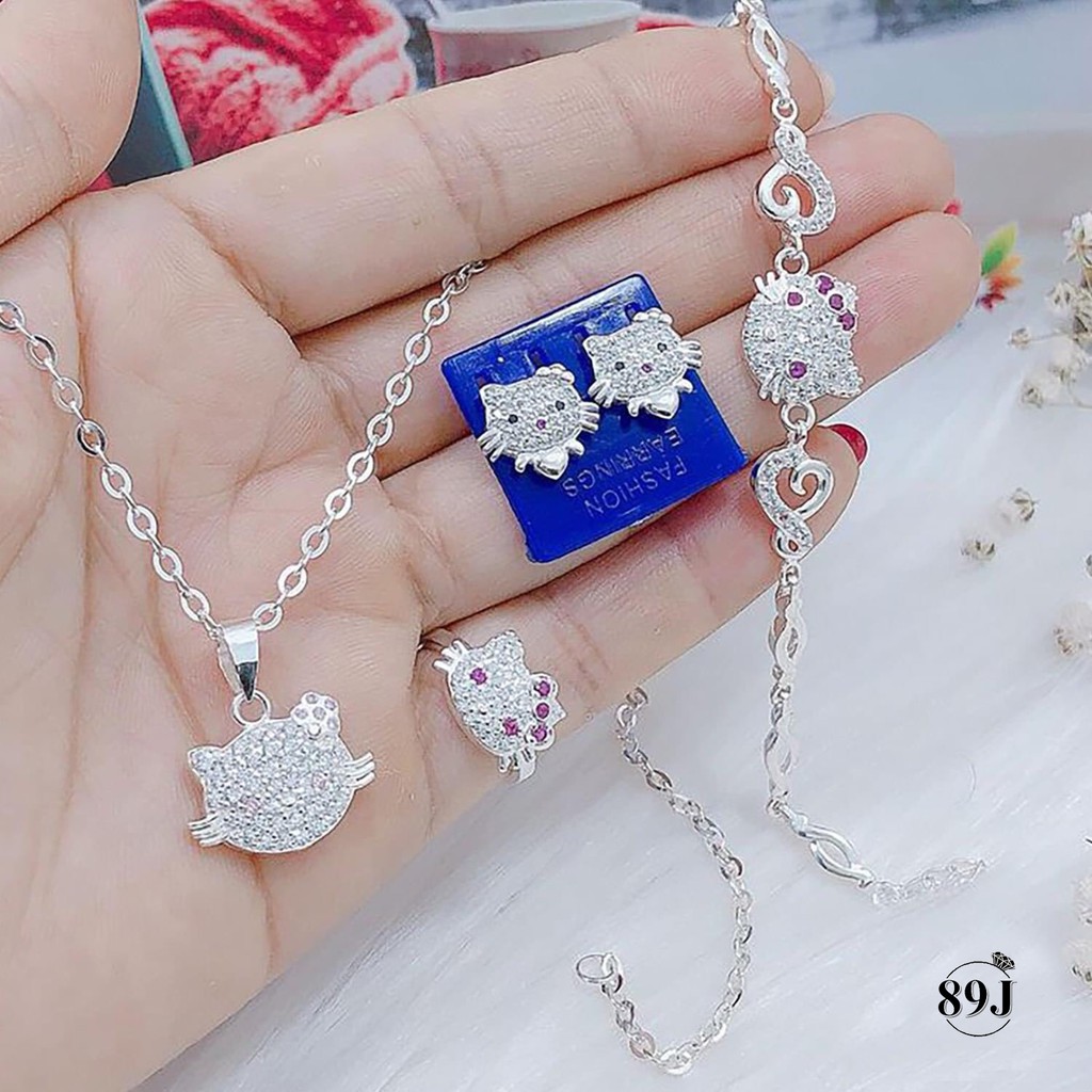 [ Bán Chạy Nhất ] SET Bộ Mèo Kitty BẠC Ta Nguyên Chất - Không lo bị đen, xỉn màu