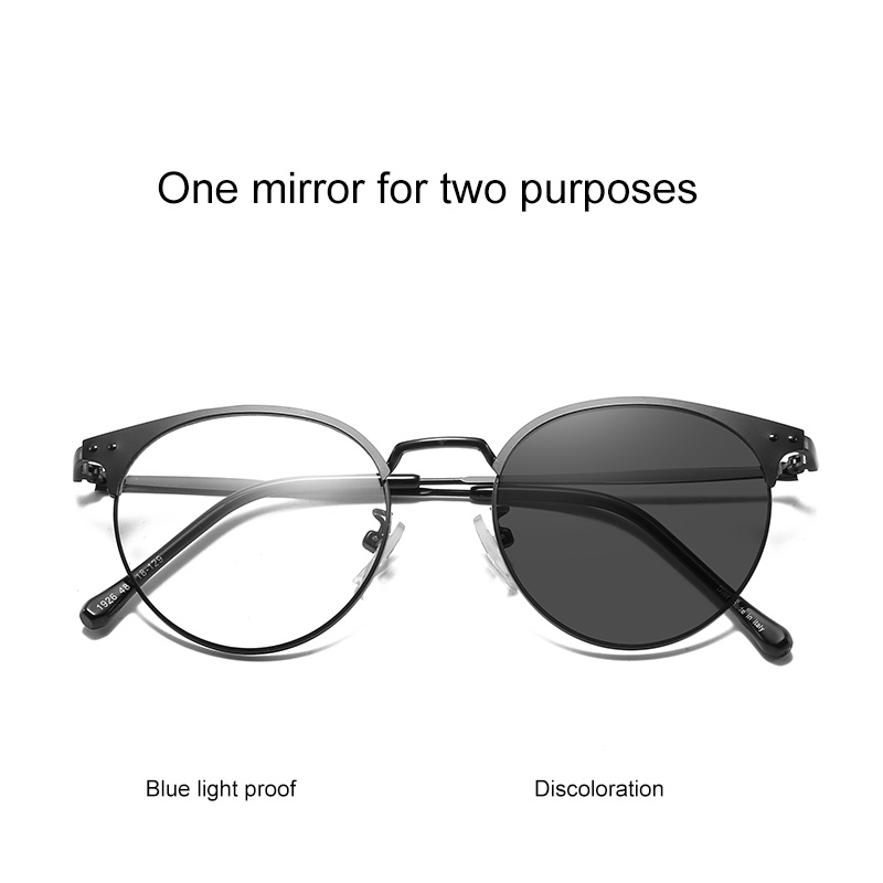 Mắt Kính Gọng Tròn Mỏng Nhẹ Thay Đổi Màu Phong Cách Cổ Điển Thời Trang