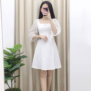 [FREE SHIP ] Váy trắng dài tay tay tơ đi kỷ yếu / đi chơi giá sỉ