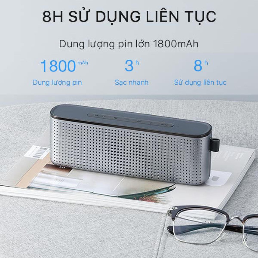 [Tặng Cáp Sạc Nhanh 3A] Loa Bluetooth 5.0 VIVAN VS10 Chống Nước IPX7 Công Suất 10W Hi-Fi Super Bass Pin 1800mAh Playtime