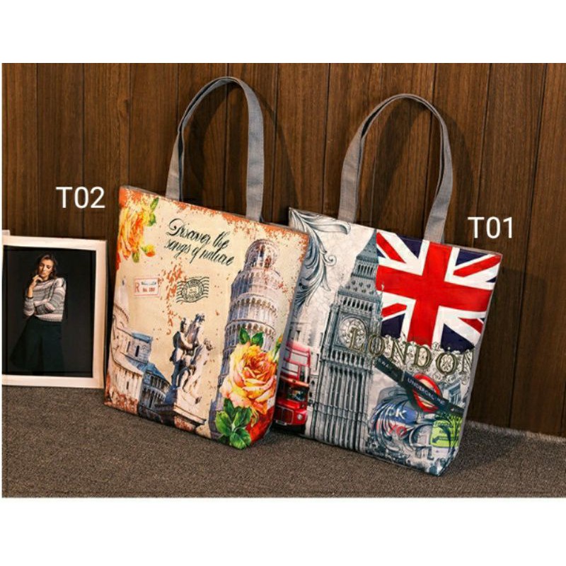 Túi tote vải canvas thời trang loại đẹp vải dày dặn có lớp lót trong