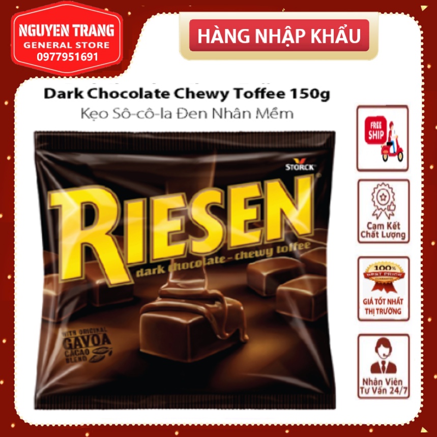 Kẹo sô-cô-la đen nhân mềm chewy toffee riesen 150g - ảnh sản phẩm 1
