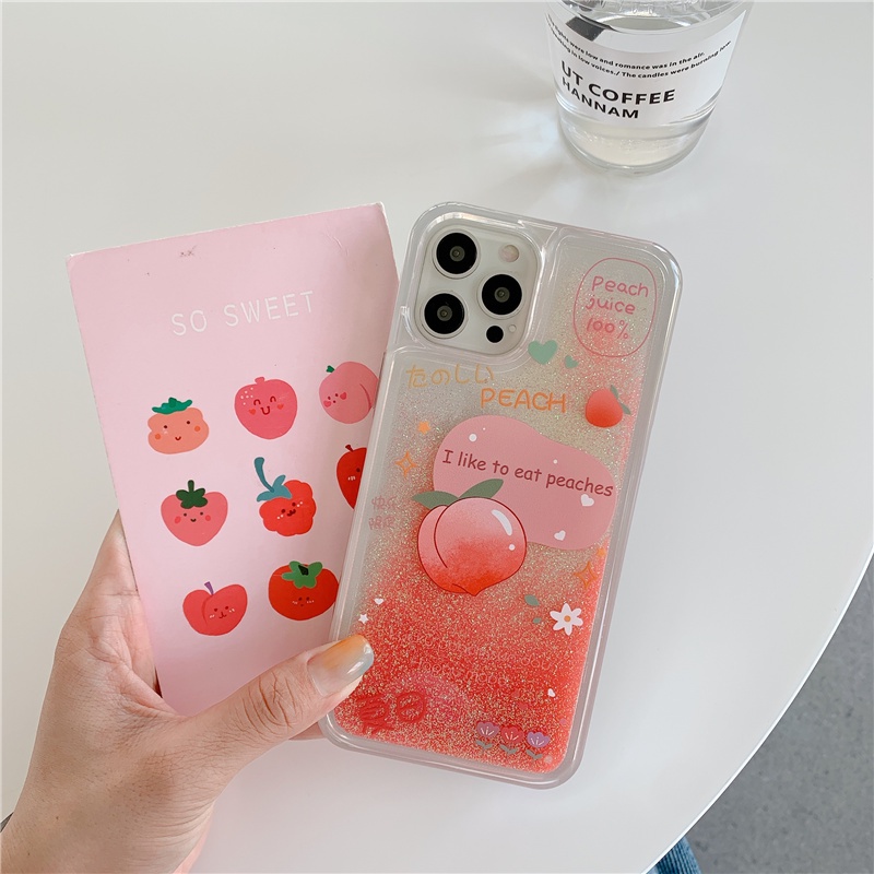 Ốp Điện Thoại Kim Tuyến Nước Hình Quả Đào/Chanh Cho Samsung Galaxy A23 A22 A22s A21s A20s A30 A20 A12 A11 A10s A10 A81 A91