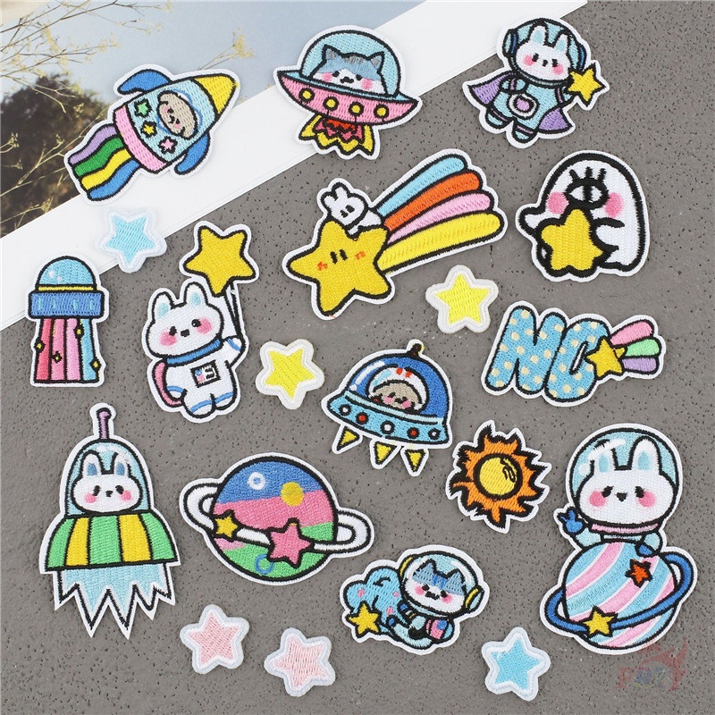 ☸ Sticker Ủi Thêu Hình Phi Hành Gia Hoạt Hình ☸ 1 Miếng Dán Ủi Lên Quần Áo Hình Động Vật