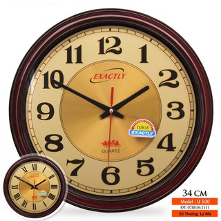 Đồng Hồ Thạch Anh Cao Cấp Kim Trô iÁnh Đồng Lấp Lánh Trang Trí Chụp Ảnh (Giả Gỗ) U500