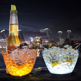 Xô đá thủy tinh trong suốt có đèn led nhiều màu sắc dùng làm phụ kiện trang trí