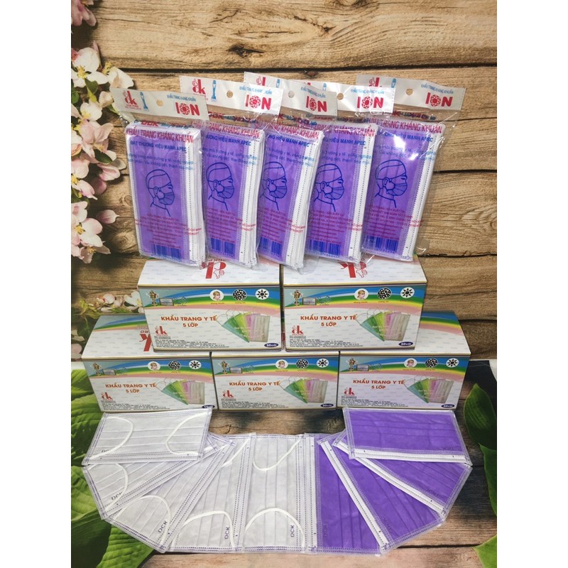 Khẩu Trang Y Tế Tím 5 Lớp Kháng Khuẩn Tôt