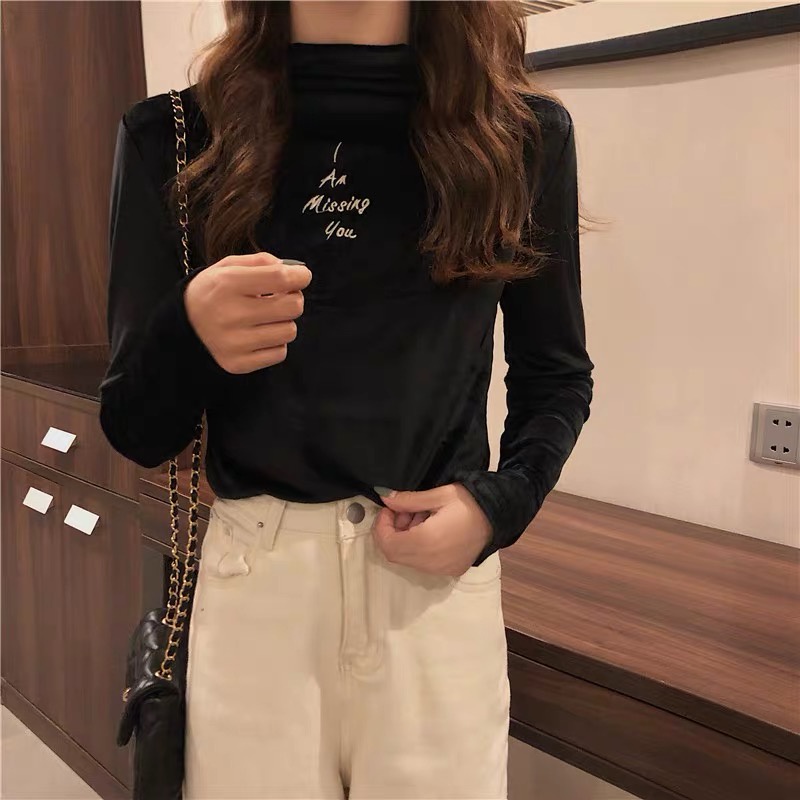 [Hàng quảng Châu]SP6965 Áo giữ nhiệt nhung thêu chữ I Miss U