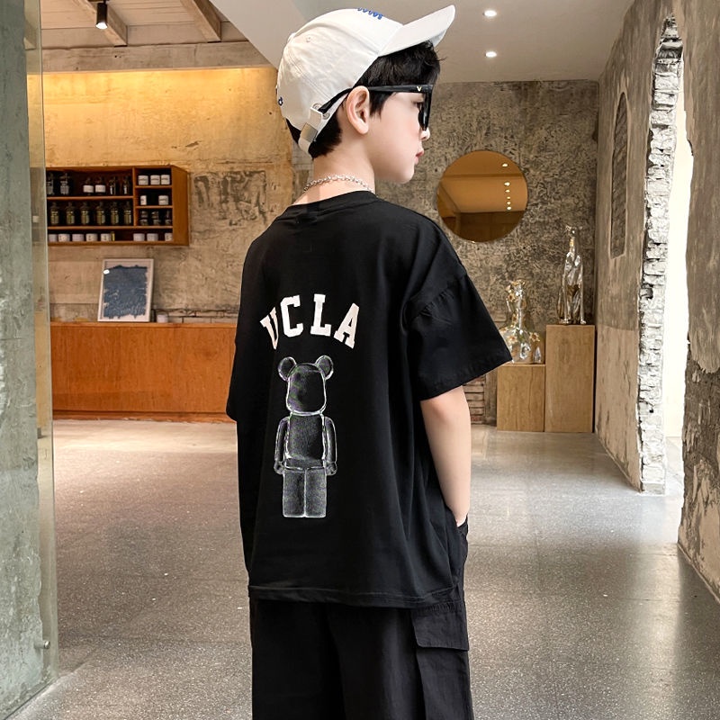 Boys Short-sleeved T-shirt Summer Loose All-match Half-sleeved Korean Version Handsome Children's Cotton T-shirt
