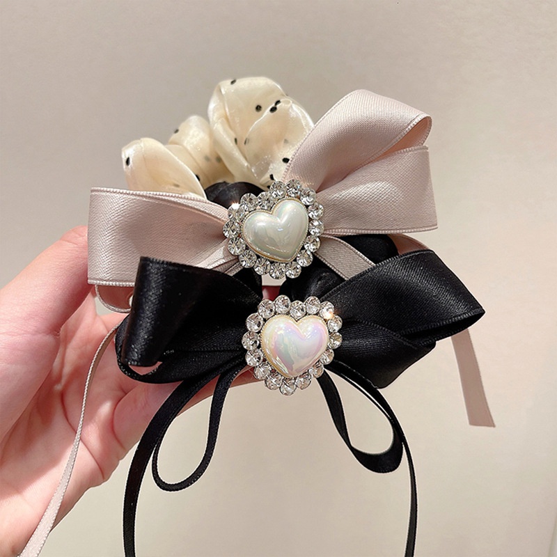 Dây Buộc Tóc Ruy Băng Lưới Đính Hạt Ngọc Trai Hình Trái Tim Cỡ Lớn 2022 Thời Trang Cao Cấp Cho Nữ