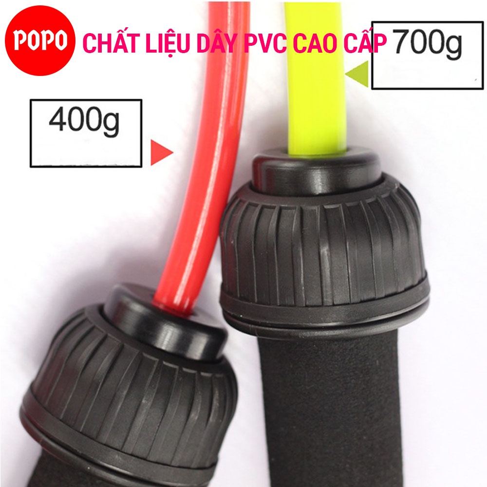 Dây nhảy thể lực cao cấp, có trọng lượng 400g/700g, dây nhảy giảm cân tại nhà dài 2.8m chất liệu PVC POPO