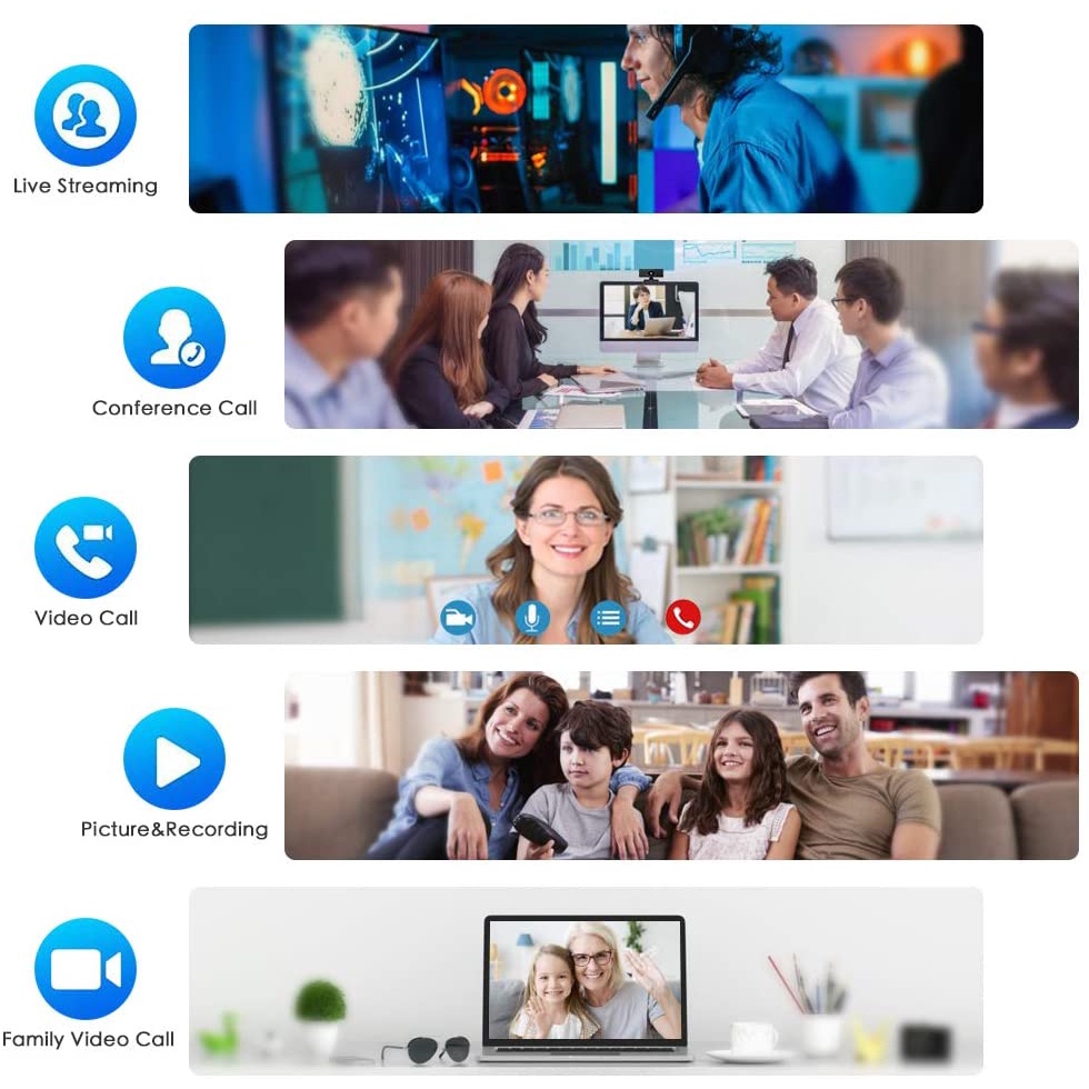 Webcam Full Hd 1080p Tích Hợp Micro Cắm Usb Cho Máy Tính Để Bàn