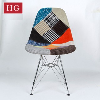 Ghế Eames thổ cẩm không tay chân mạ