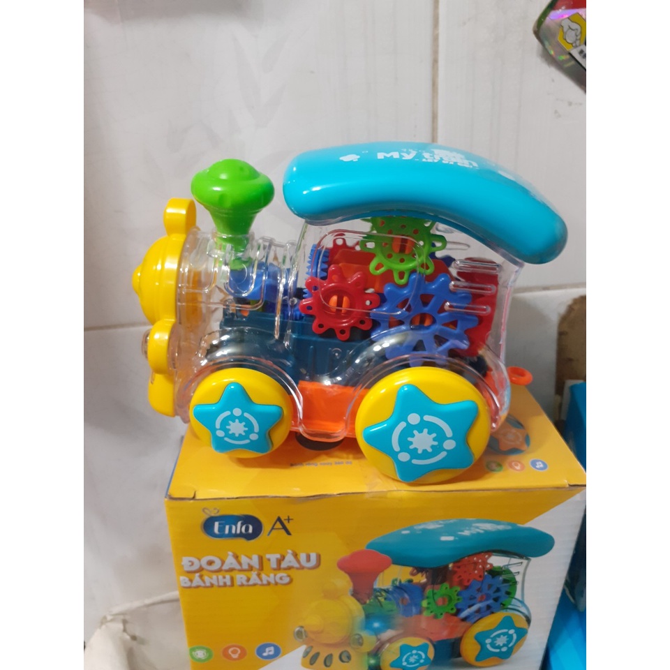 Đồ chơi Đoàn tàu bánh răng cho bé Quà tặng từ Enfa + Kèm pin