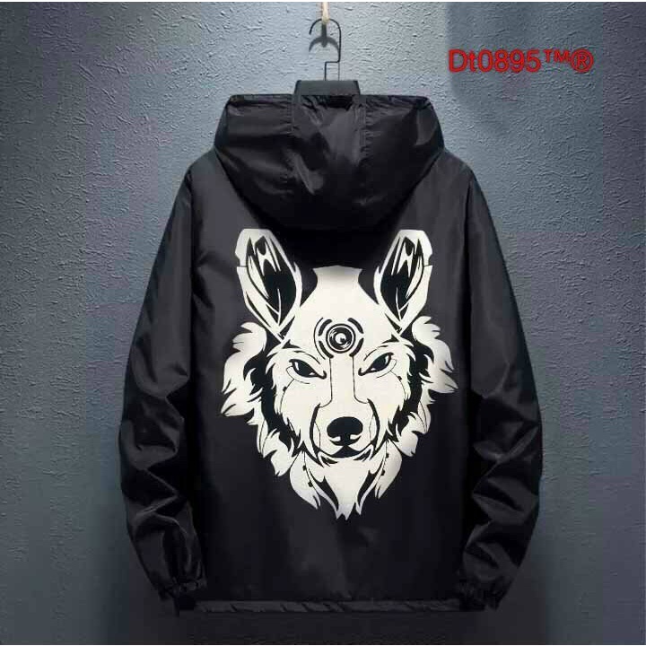Áo bomber có nón in hình SÓI jacket Áo khoác dù form rộng 2 lớp style Unisex cho nam nữ