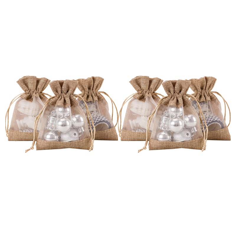 Set 20 Túi Dây Rút Bằng Vải Bố Kích Thước 4X5.5 Inch