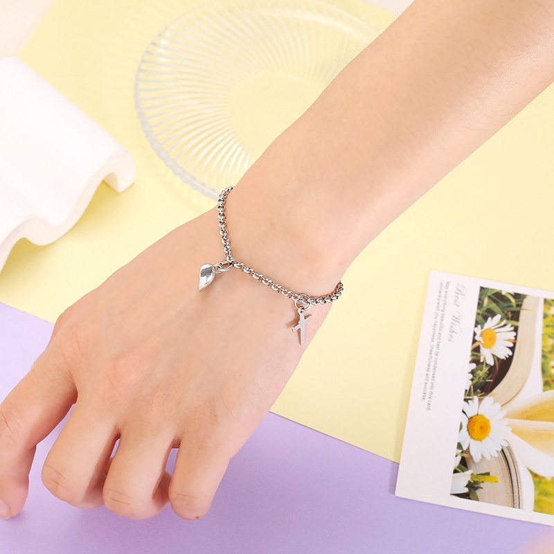 Vòng đeo tay đôi BELLA-BEE thiết kế mặt trời và mặt trăng hút nam châm khóa trái tim thời trang
