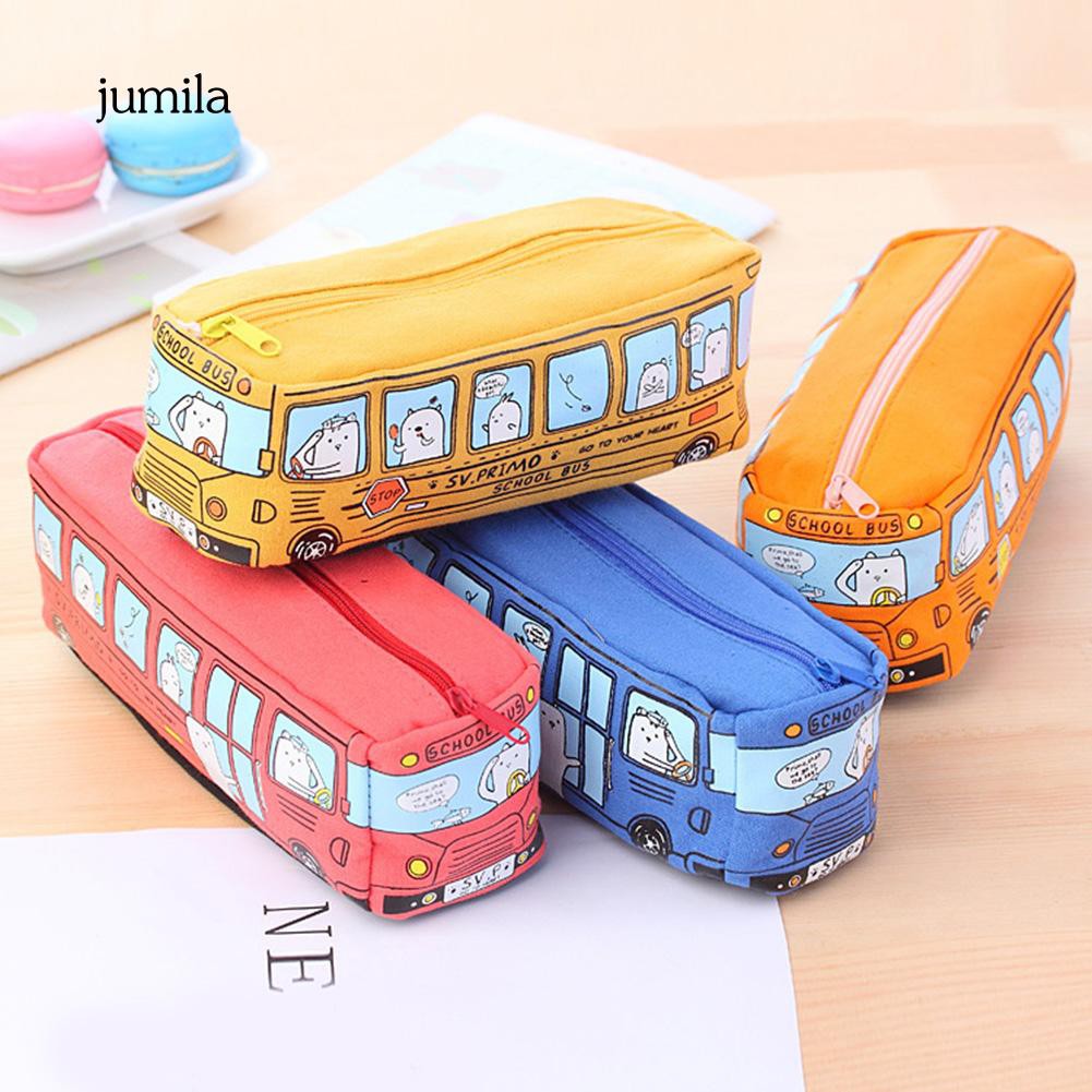 Túi đựng bút bằng vải canvas hình xe buýt sáng tạo chất lượng cao