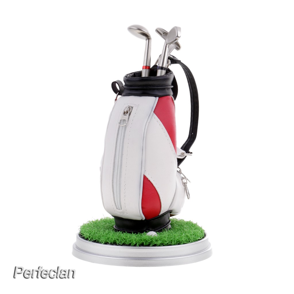 Giá Đỡ Túi Đựng Bút &amp; Đế Cỏ &amp; 3 Gậy Đánh Golf Để Bàn Trang Trí