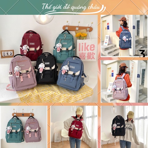 Balo đi học,túi du lịch cao cấp Unisex đi học và đi chơi, chống thấm nước ( không đính kèm con thỏ) (BL10)