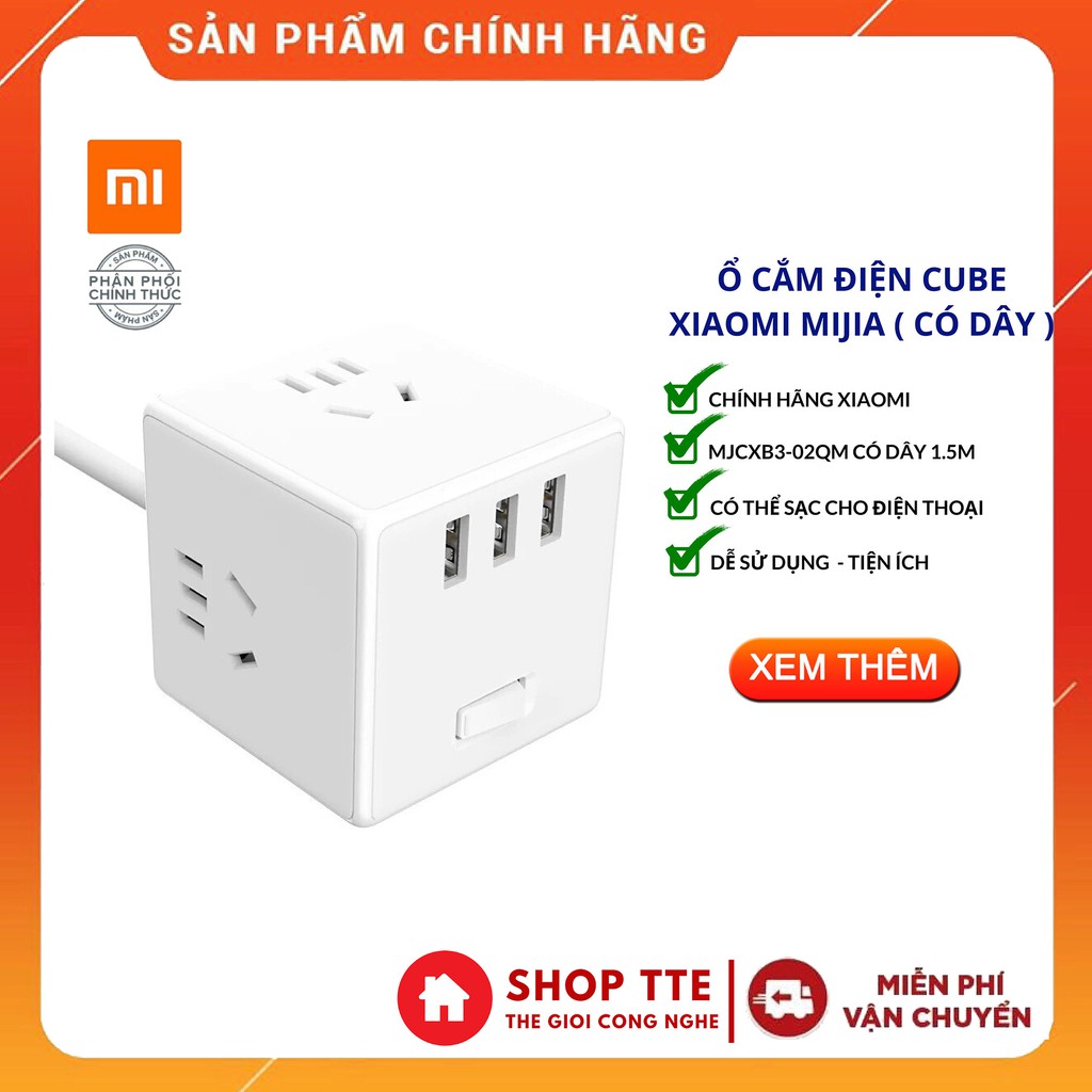 [FreeShip 50K - Mã ELCE giảm 7%] Ổ cắm điện cube Xiaomi Mijia - Chính hãng - 1 đổi 1 trong 30 ngày