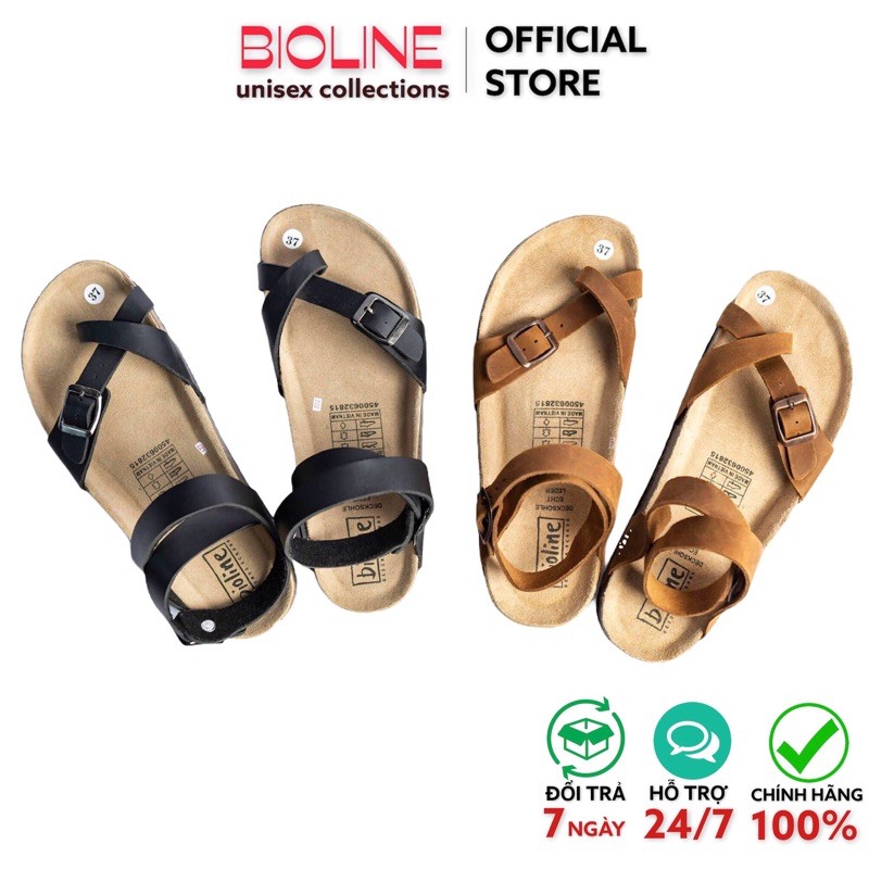 [ĐẾ TRẤU DA BÒ] Dép birken da bò thật Bioline dép đế trấu xỏ ngón quai hậu cao cổ mã BO16 - Bioline Official