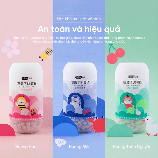 Hạt khử mùi Cature viên thơm giảm mùi hôi cát vệ sinh mèo gói 45ml