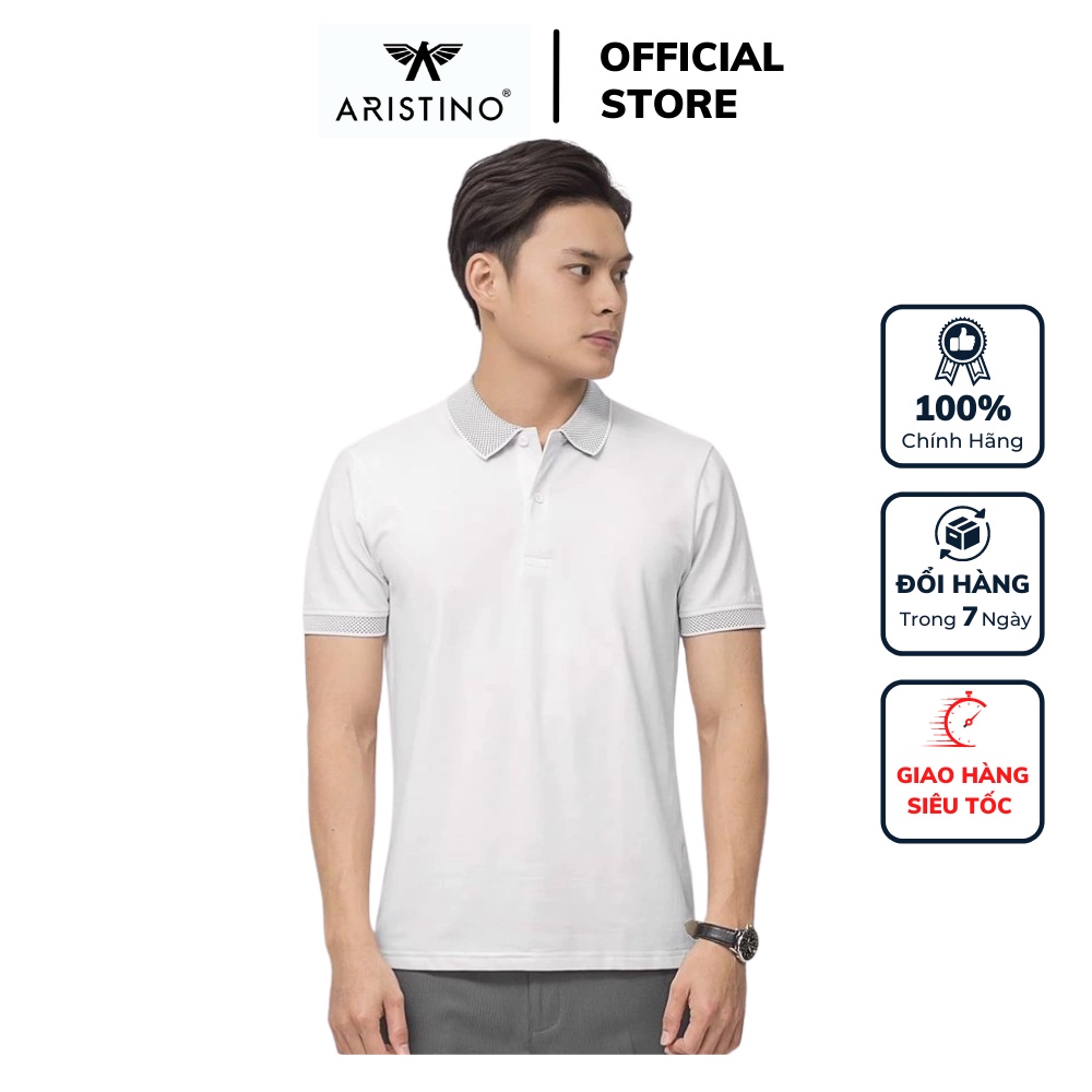 [Mã BMBAU50 giảm 7% đơn 99K] Áo polo nam Aristino màu trắng dáng regular fit chất liệu CVC cao cấp APS069S9