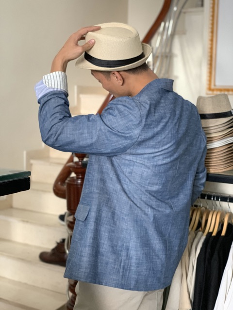 ÁO BLAZER LINEN XANH NAVI | BigBuy360 - bigbuy360.vn