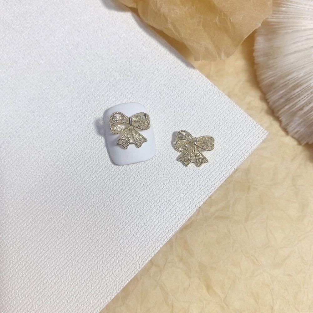 QQMALL Phụ Kiện Trang Trí Móng Tay Hình Nơ 3D Lấp Lánh DIY