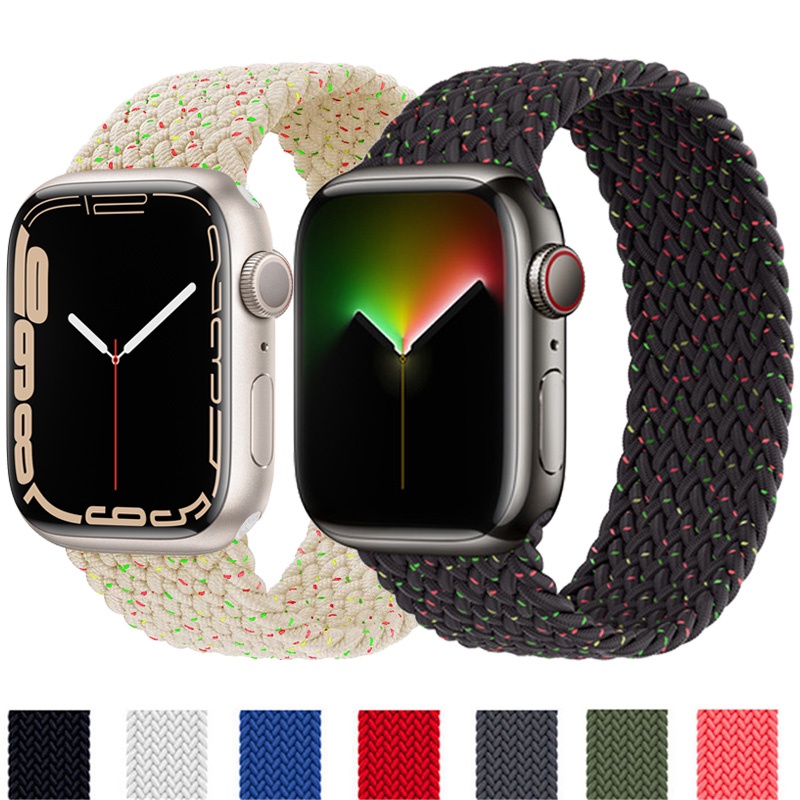 Dây Đeo Sợi Nylon Co Giãn Cho Đồng Hồ Thông Minh 44mm 40mm 45mm 41mm 42mm 38mm Cho IWatch Serie 3 4 5 SE 6 7 T500 Pro T55 X7 X8 D20 Y687