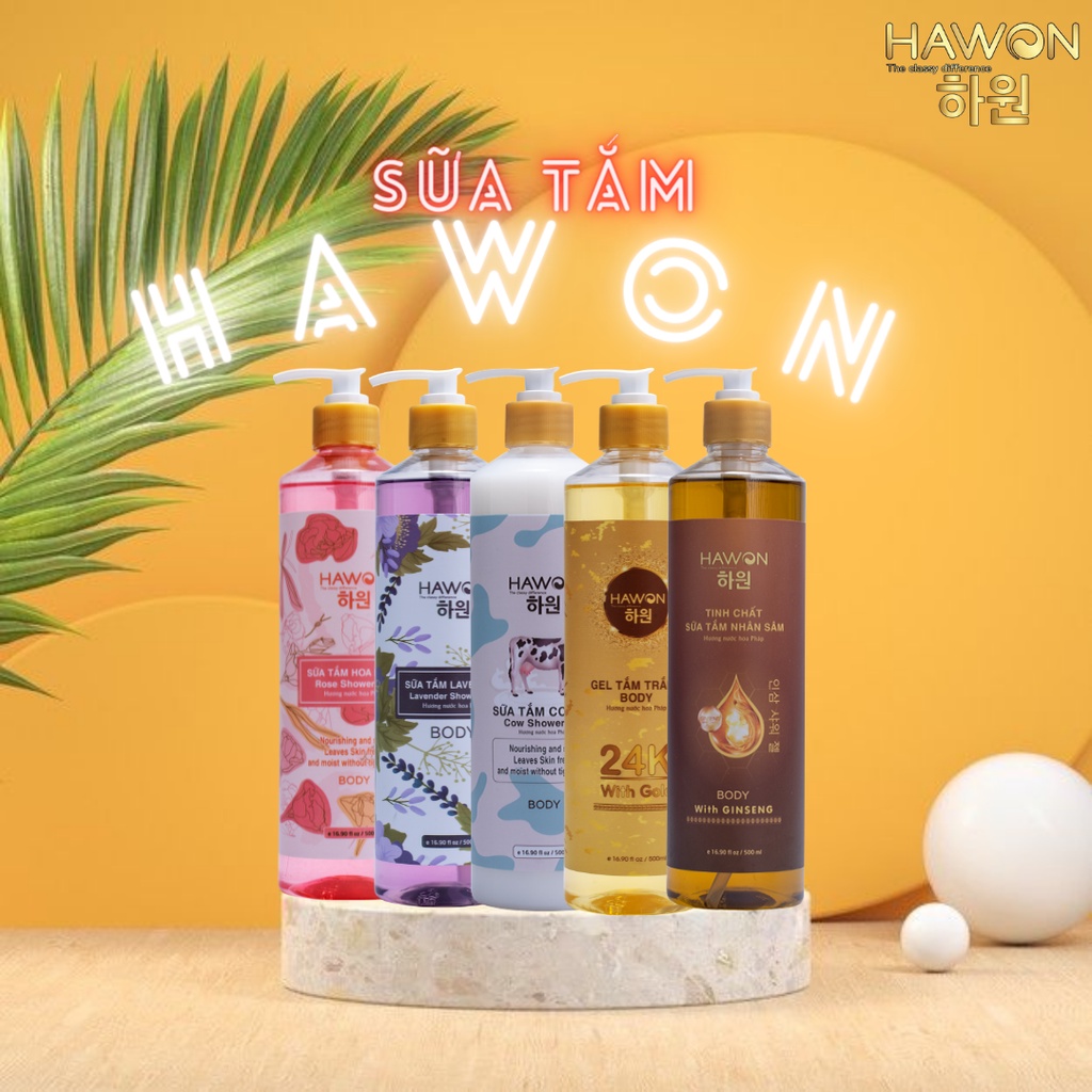 Sữa Tắm T.i.n.h Chất Sữa Bò Dưỡng Da Cấp Ẩm Cao Cấp HAWON - 500ml