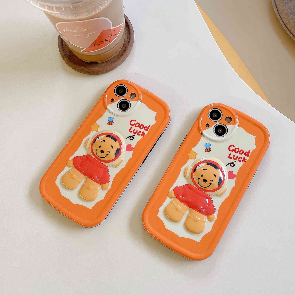 Ốp Điện Thoại IMD Họa Tiết Gấu Winnie Phi Hành Gia 3D Cho IPhone 13Pro Max Xr 11 12 Pro Max