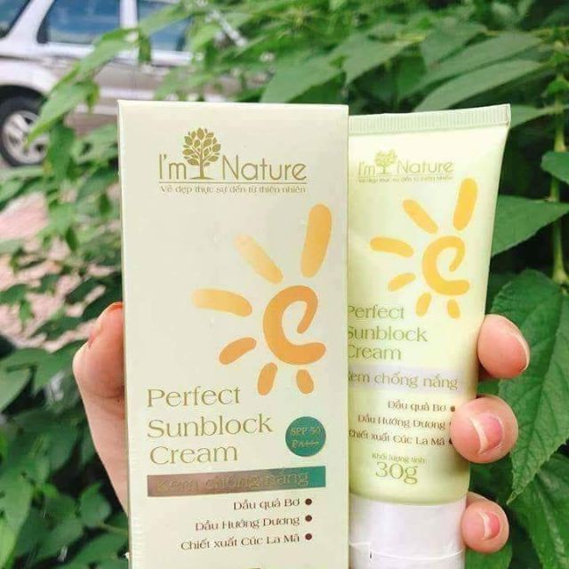 (+Quà) Kem Chống Nắng I'm Nature SPF50/PA+++ Perfect Sunblock Cream 30gr