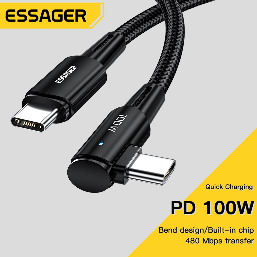 Dây cáp sạc nhanh ESSAGER 60W/100W USB C sang USB C QC4.0 PD30W thích hợp cho Xiaomi 10 Pro Huawei