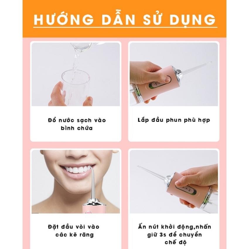 Máy Tăm Nước Vệ Sinh Làm Sạch Kẽ Răng Miệng JIASHI 4 Đầu Chuyên Dụng 3 Chế Độ Xịt Cầm Tay Tiện Dụng - MTN01