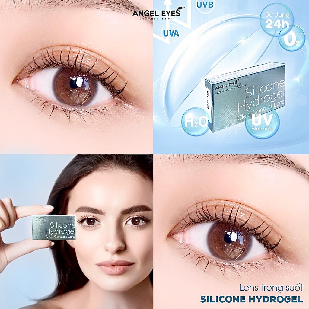 [Hàng mới về] Lens trong suốt có độ cận dòng cao cấp chất liệu Silicone Hydrogel Angel Eyes độ cận 1 - 10