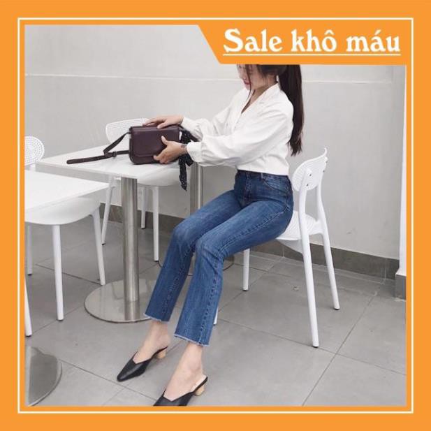 HOT Quần jeans ống loe lửng 9 tấc 3 màu(đen-xanh nhạt-xanh đậm)