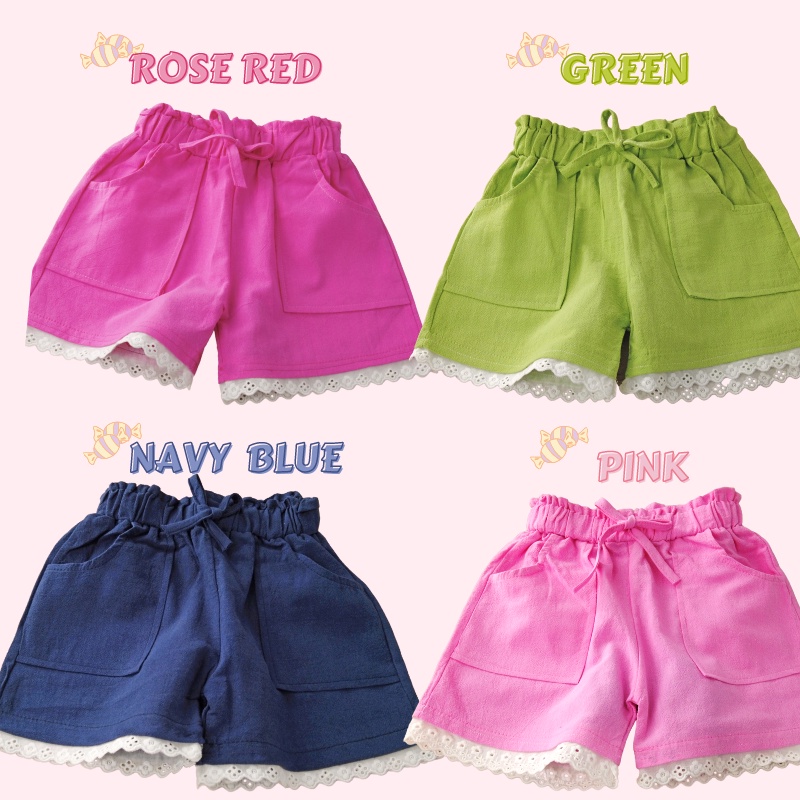 Quần Short Màu Sắc Kẹo Ngọt Với Dây Buộc Nơ Dùng Cho Bé Gái