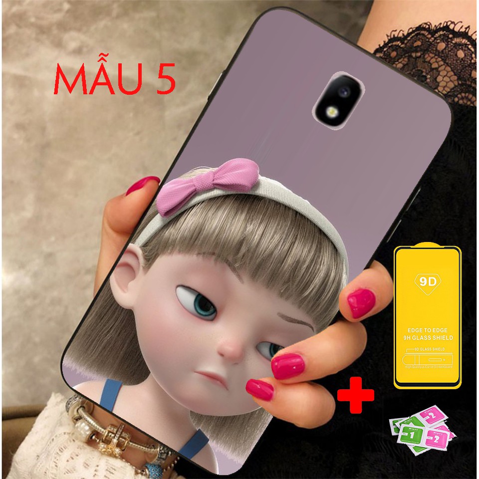 ỐP LƯNG KÍNH ĐIỆN THOẠI SAM SUNG J7 PRO J7 PRIM J7 PLUS IN HÌNH CỐ GÁI CUTE,ĐÁNG YÊU