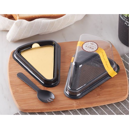 50 - 100 Hộp Đựng Bánh Tam giác A03 - Đế Đen Kích Thước 12 cm x 7.5 cm x cao 6.5cm