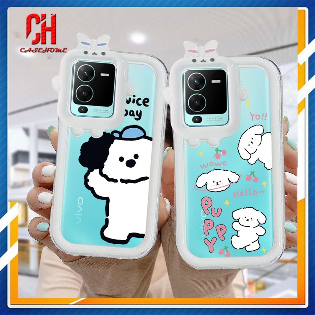 Ốp Điện Thoại Silicon TPU Cho VIVO Y15S Y22 Y35 Y22S Y91C Y21 2021 Y21A Y21T Y12S V23E Y16 V21 Y12 Y20 Y30 Y21S Y20S Y12i Y33T Y01 Y91 Y30i Y93 Y95 Y15 Y17 T1 Y55 Y75 Y50 Y53S Y51 2020  Y33S Y1S Y11 Y31 Y20i Y91i Y51S Y20G Y02S Cartoon Little White Dog