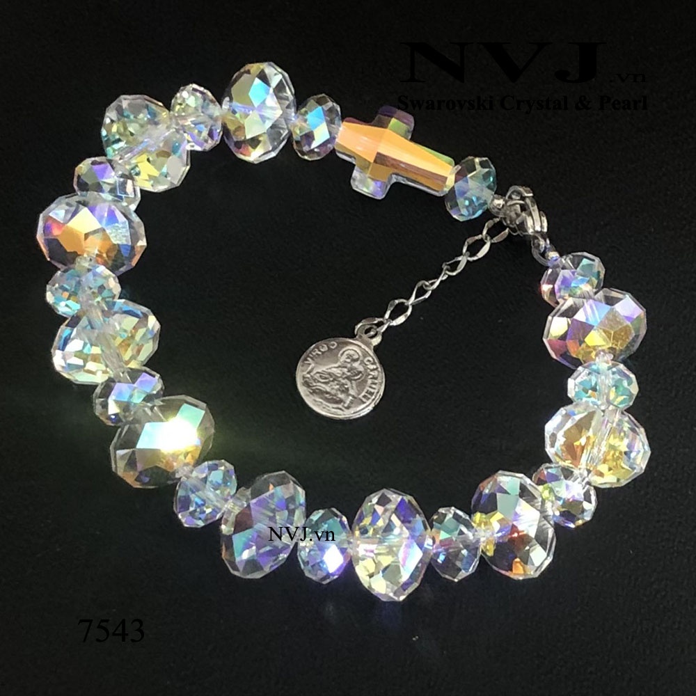 Chuỗi mân côi pha lê Swarovski hạt bánh cam 12ly & 8ly siêu lấp lánh sang trọng 5040 001AB briolette