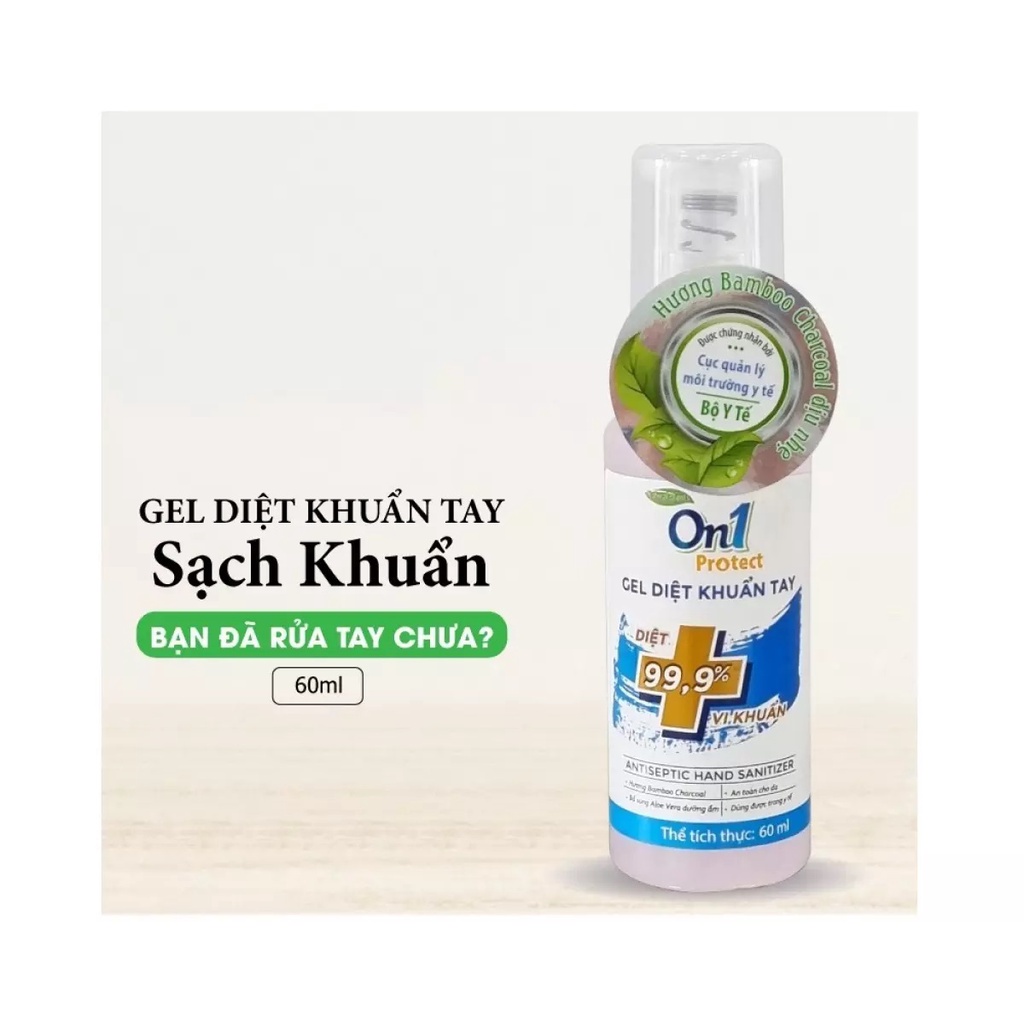 COMBO 2 Chai Gel rửa tay diệt khuẩn On1 Protect 60mlx2
