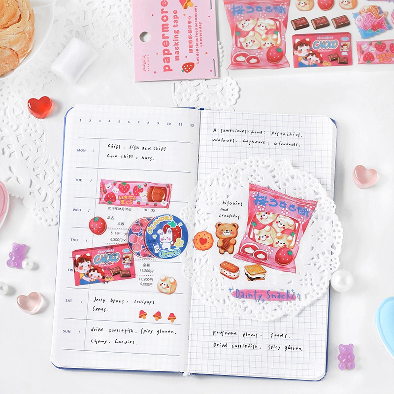 Băng keo PET họa tiết hoạt hình dễ thương dùng trang trí sổ tay DIY