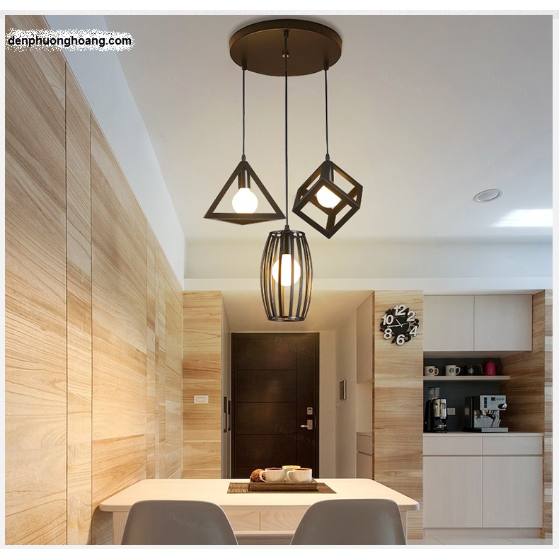 Đèn thả trang trí: Bộ ba đèn thả hình học( Đã kèm bóng LED 5W )