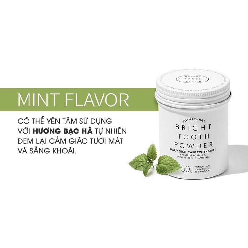 Bột Làm Trắng Răng Hỗ Trợ Làm Giảm Hôi Miệng An Toàn Hiệu Quả Nhanh Chống Bringt Tooth Powder 2in1 50g SoNatural