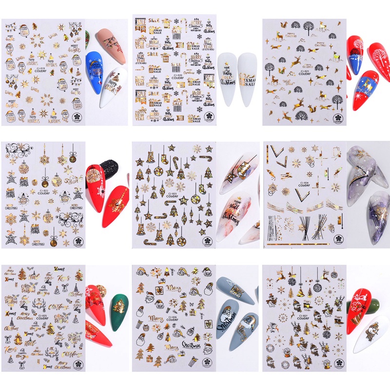 Miếng Dán Trang Trí Móng Tay Họa Tiết Giáng Sinh